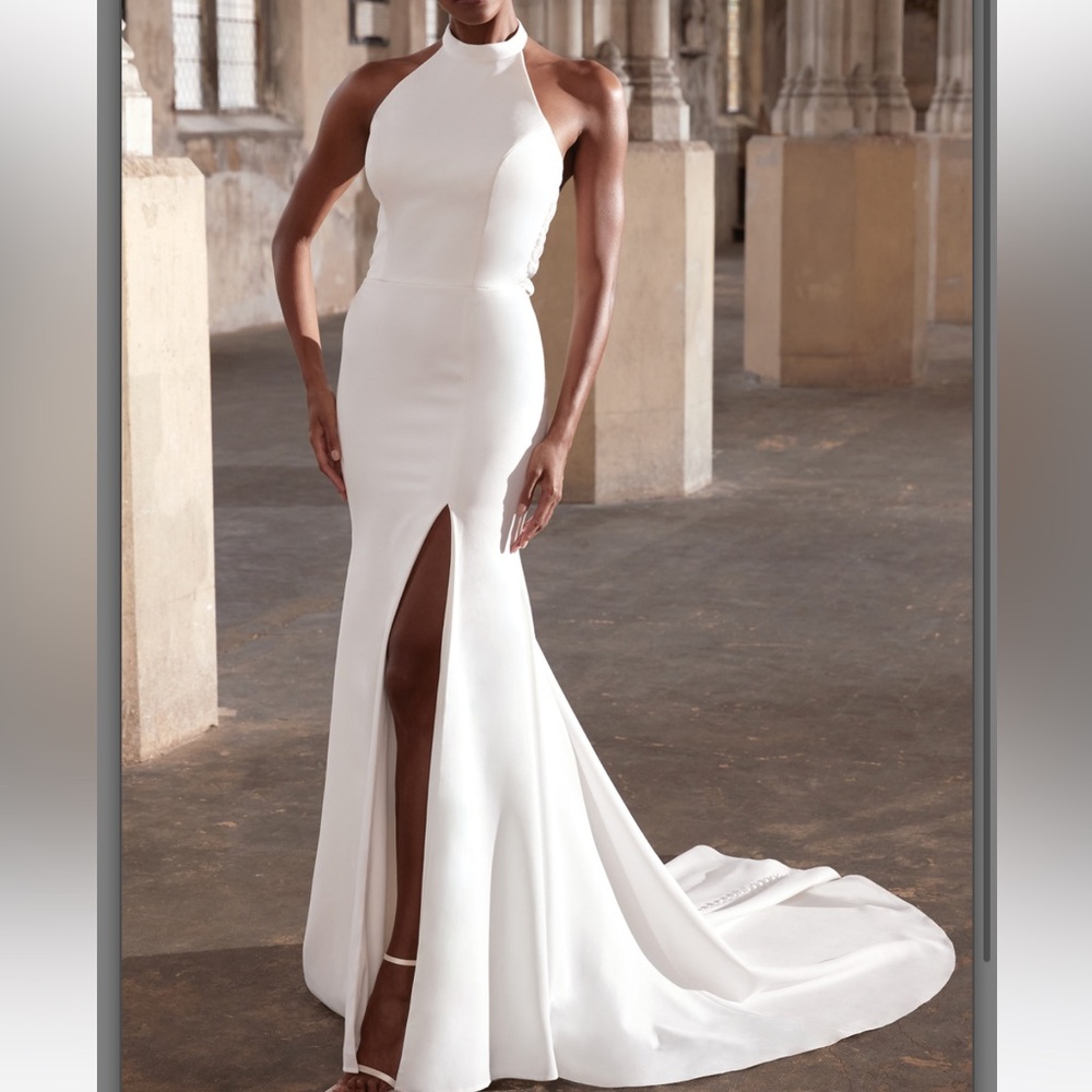 Elegant White Halter Gown